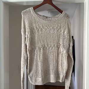 Lightweight Open Weave Sweater with Sheer Floral Back!